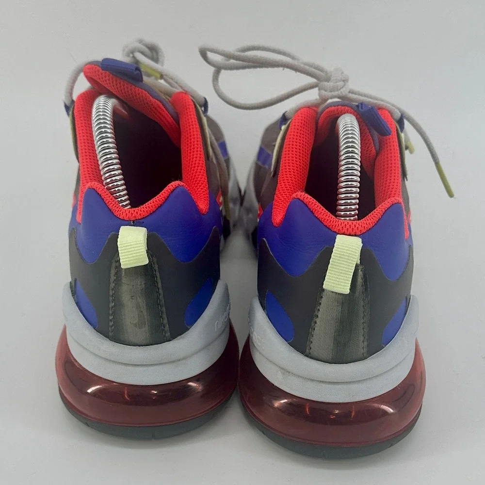 Nike Air Max 270 React Kids 7Y Gray Blue Red Yellow CT1630-001 Low Top Sneakers
